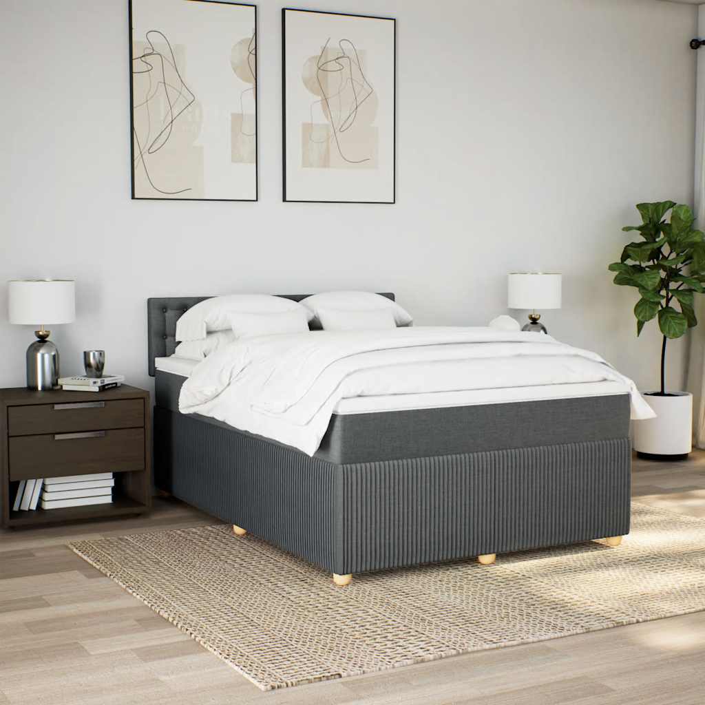 Slatted bed base with mattress Dark grey 160x200cm Fabric