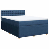 Slatted bed base with mattress Blue 160x200 cm Fabric