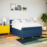 Slatted bed base with mattress Blue 160x200 cm Fabric