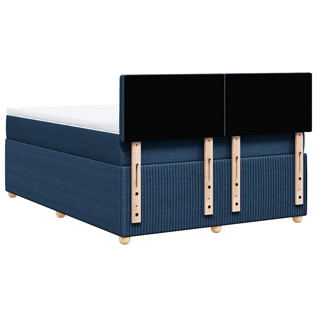 Slatted bed base with mattress Blue 160x200 cm Fabric