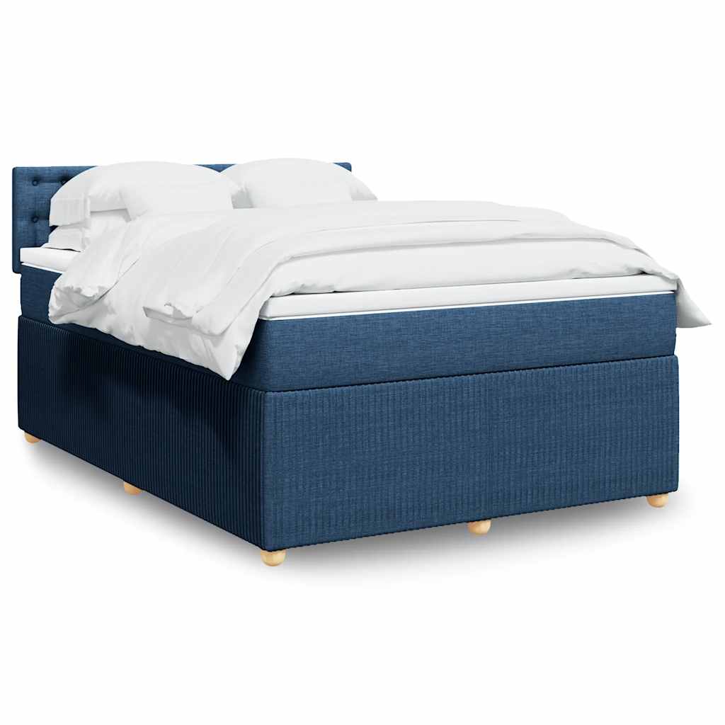 Slatted bed base with mattress Blue 160x200 cm Fabric