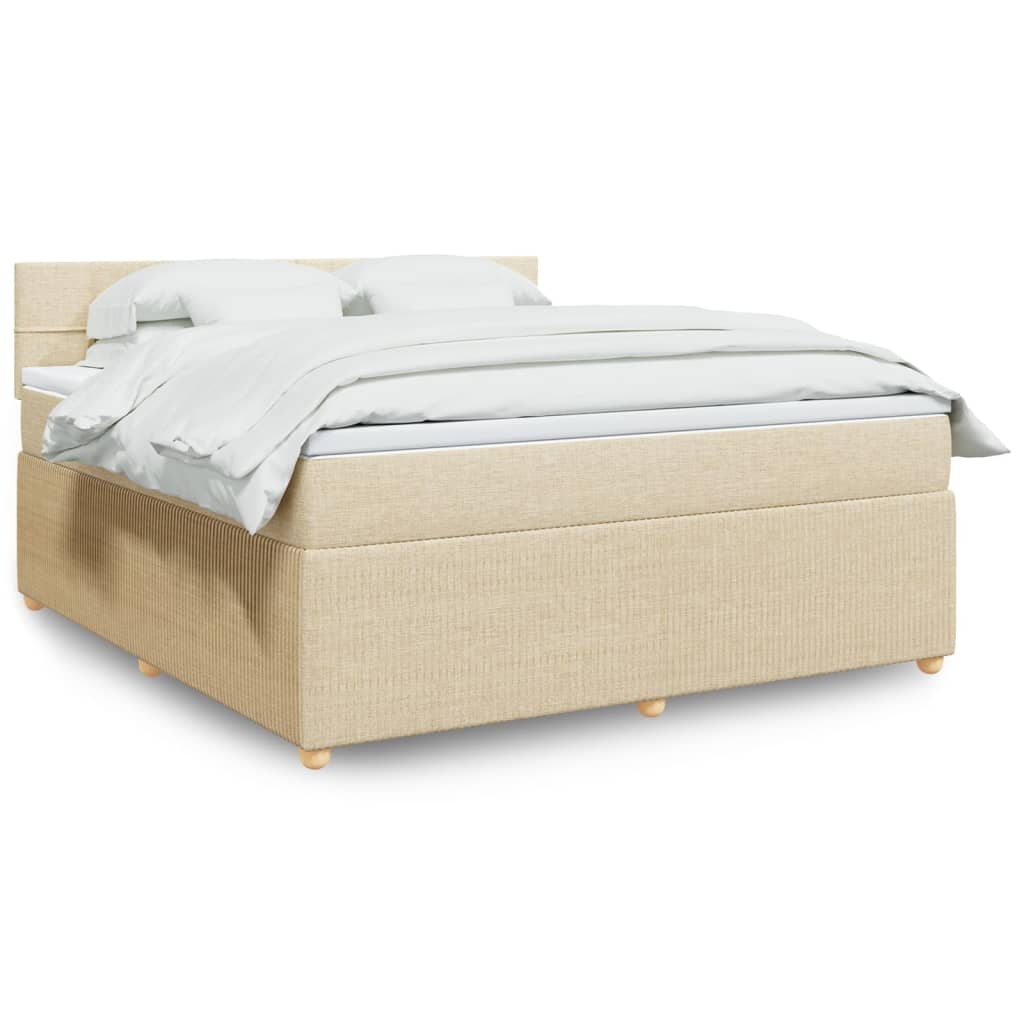 Bed slatted base with mattress Cream 180x200 cm Fabric