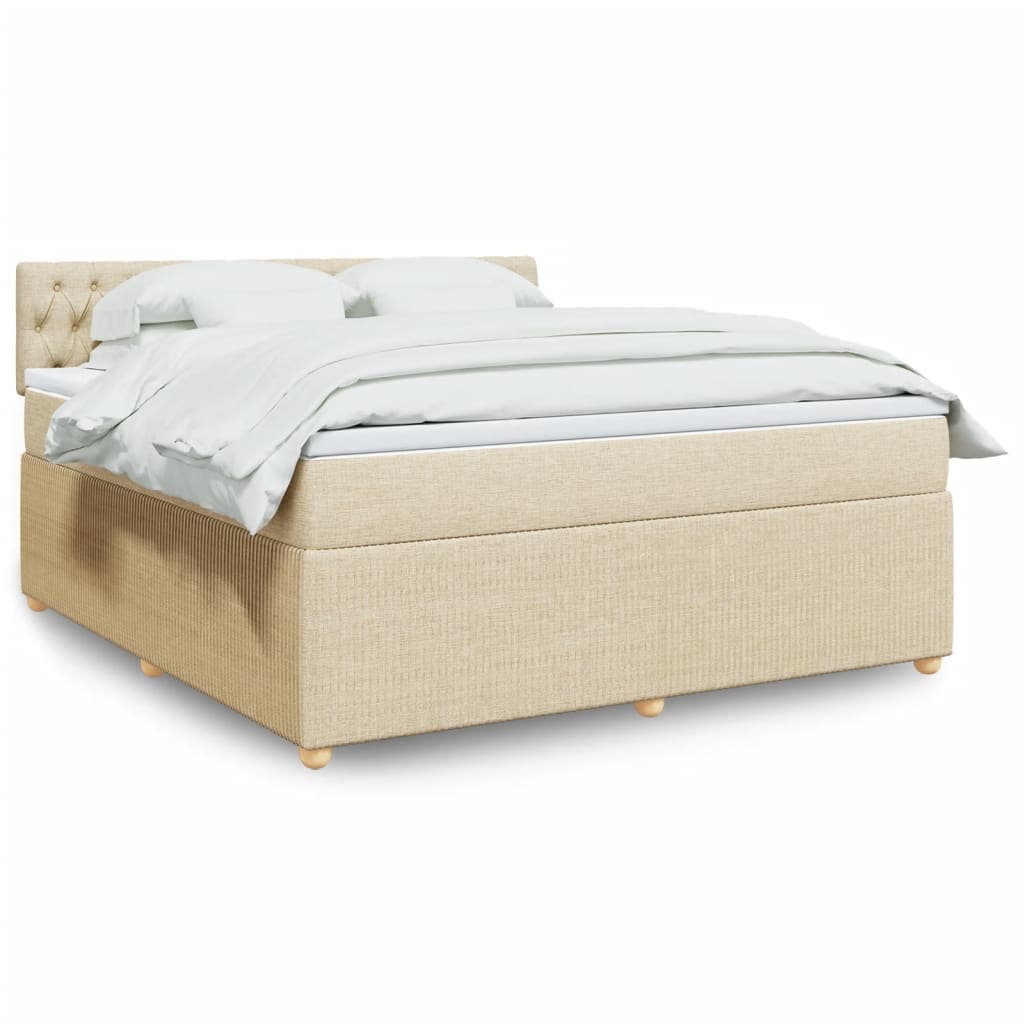 Bed slatted base with mattress Cream 180x200 cm Fabric