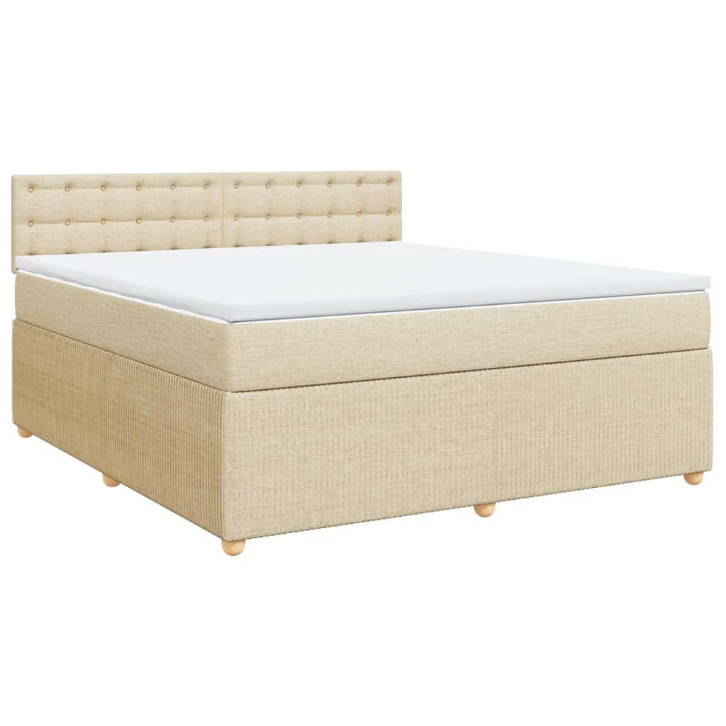 Bed slatted base with mattress Cream 180x200 cm Fabric