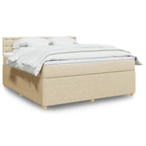 Bed slatted base with mattress Cream 180x200 cm Fabric