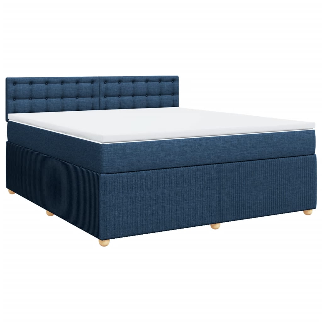 Slatted bed base with mattress Blue 180x200 cm Fabric