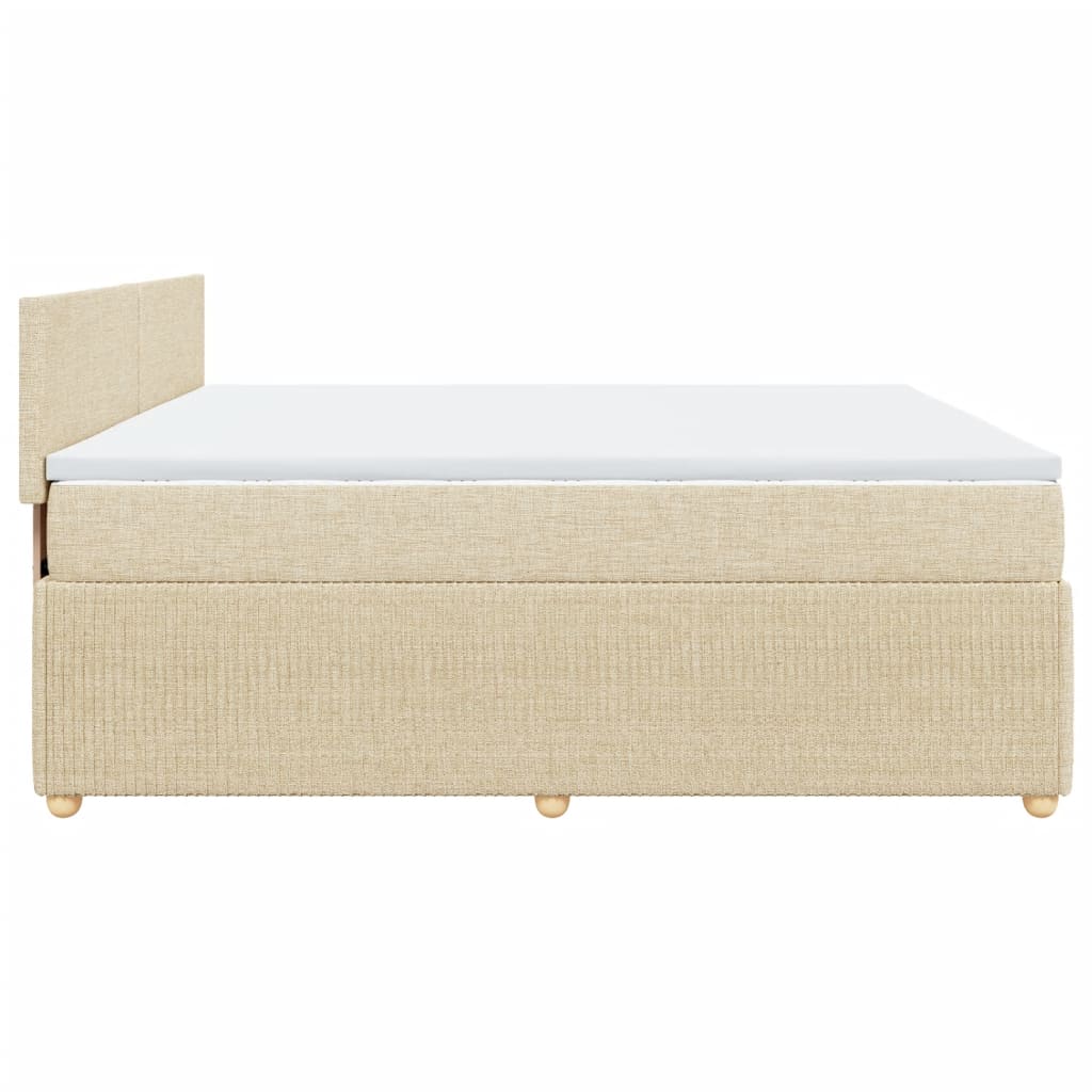 Bed slatted base with mattress Cream 200x200 cm Fabric