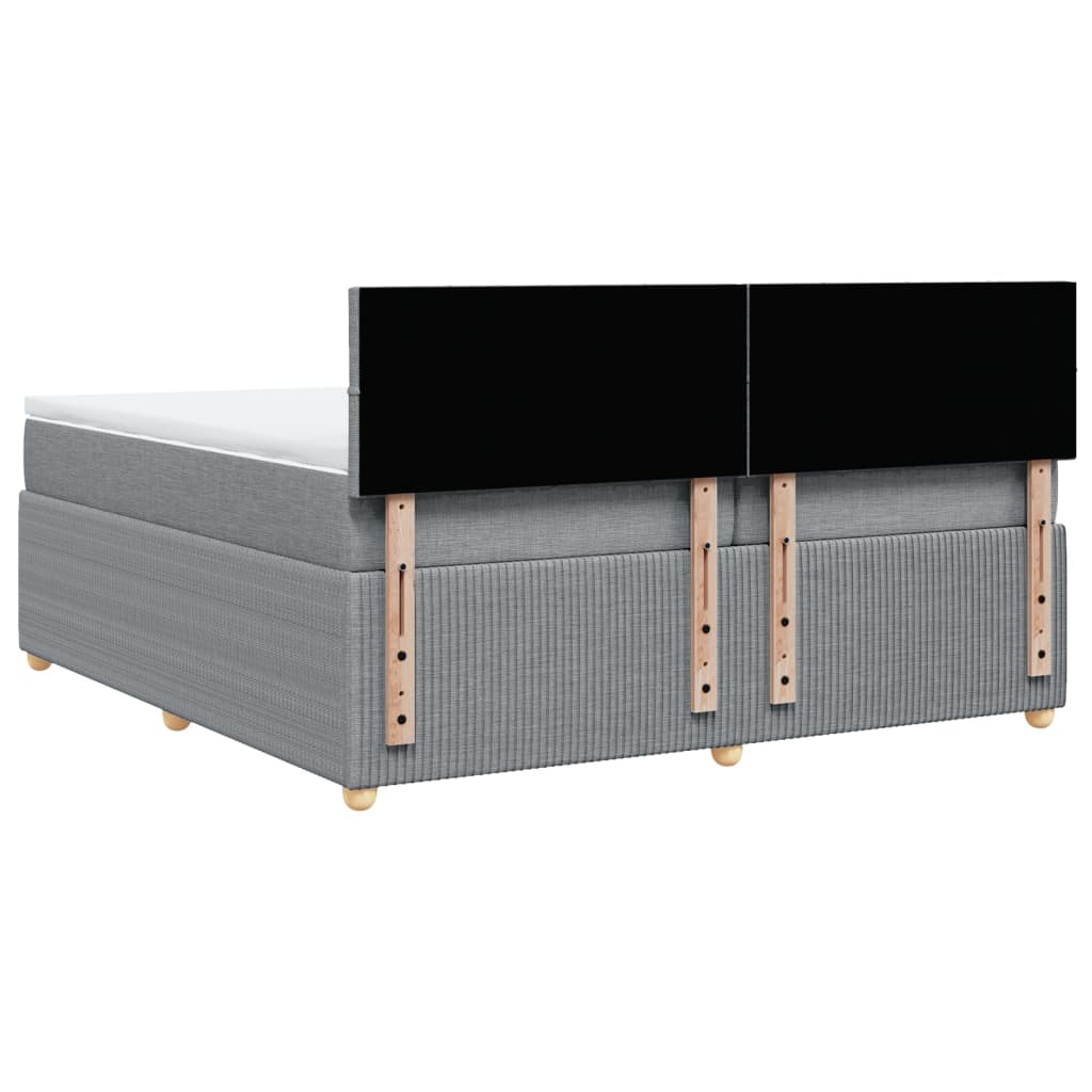 Sommier à lattes de lit avec matelas Gris clair 200x200cm Tissu