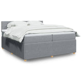 Sommier à lattes de lit avec matelas Gris clair 200x200cm Tissu