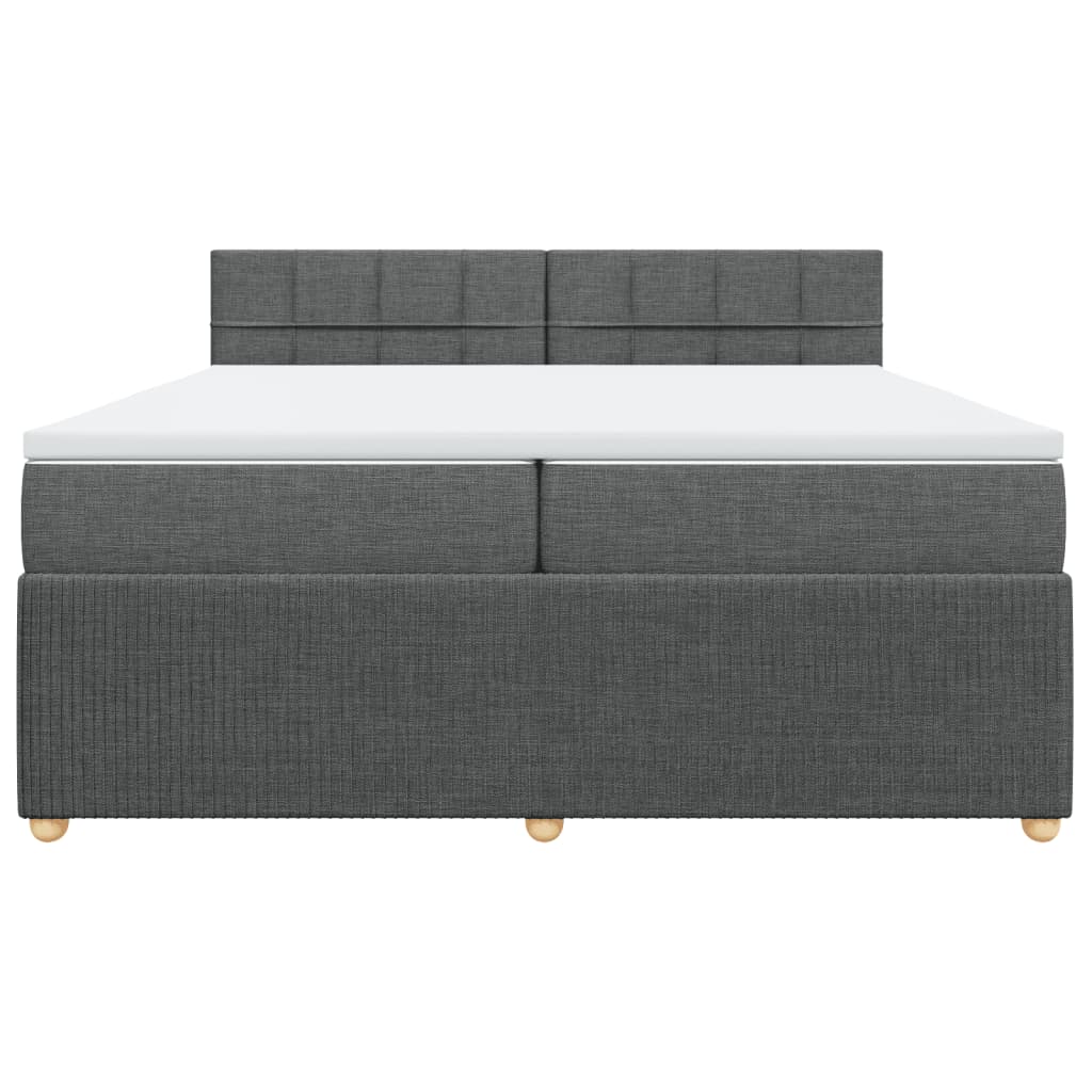 Sommier à lattes de lit avec matelas Gris foncé 200x200cm Tissu