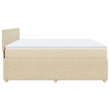 Bed slatted base with mattress Cream 200x200 cm Fabric