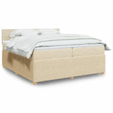 Bed slatted base with mattress Cream 200x200 cm Fabric