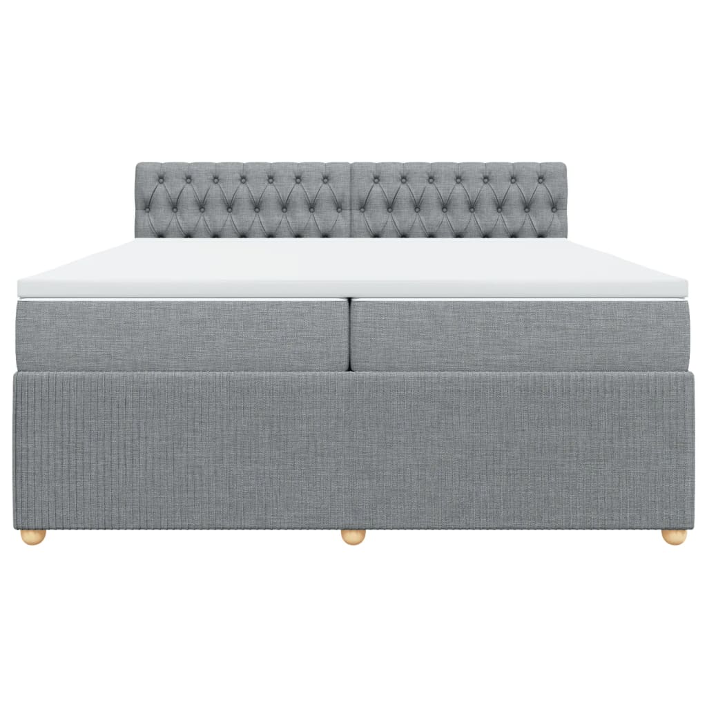 Sommier à lattes de lit avec matelas Gris clair 200x200cm Tissu