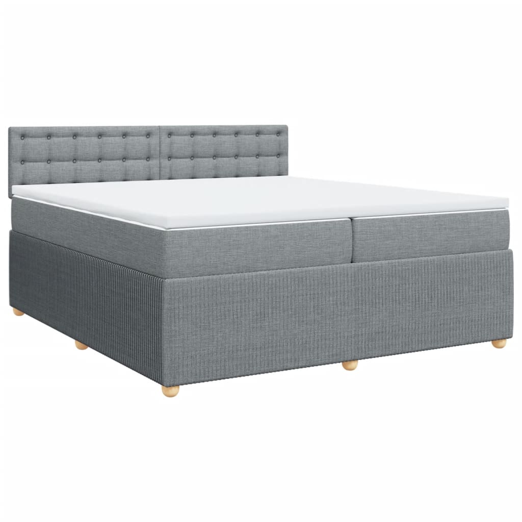 Sommier à lattes de lit avec matelas Gris clair 200x200cm Tissu