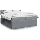 Sommier à lattes de lit avec matelas Gris clair 200x200cm Tissu