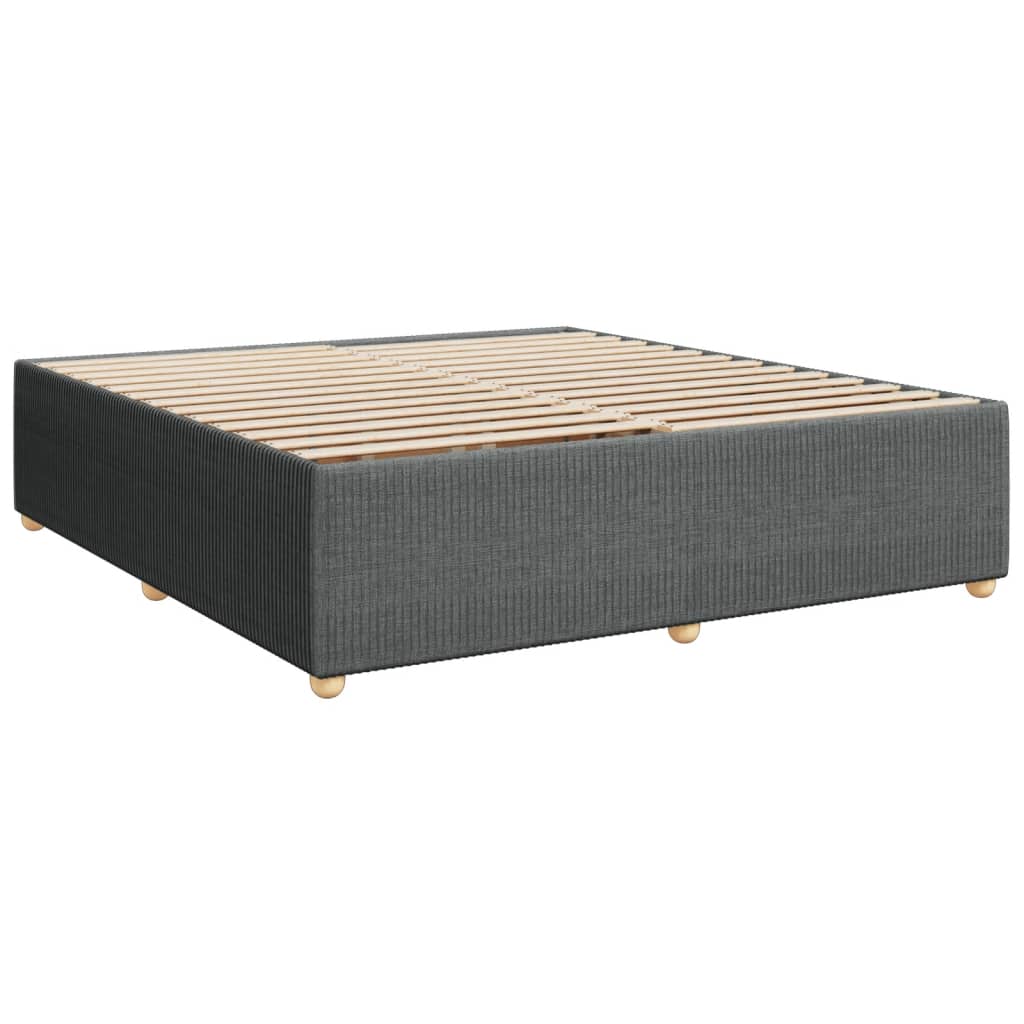 Slatted bed base with mattress Dark grey 200x200cm Fabric