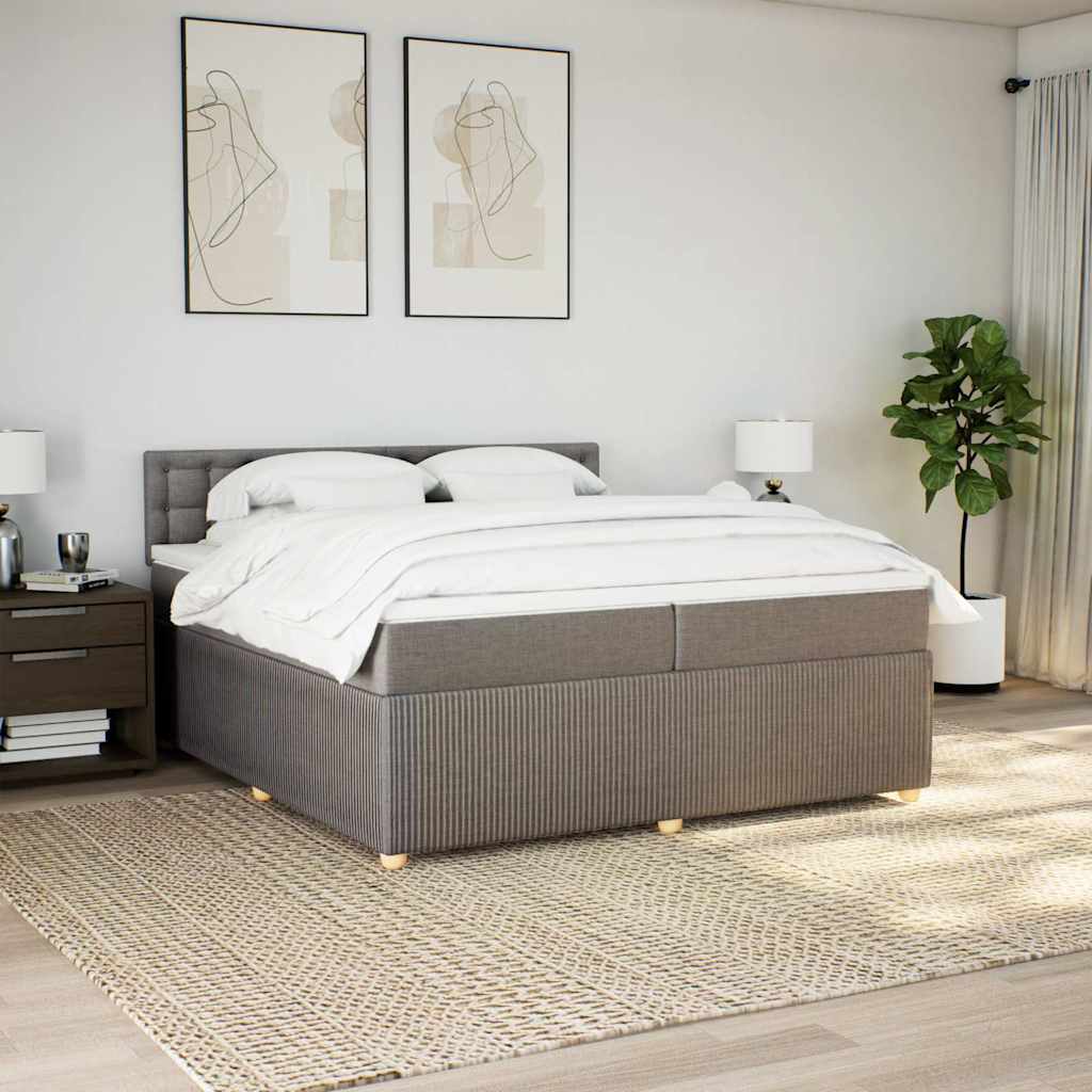 Sommier à lattes de lit avec matelas Taupe 200x200 cm Tissu