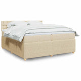 Bed slatted base with mattress Cream 200x200 cm Fabric