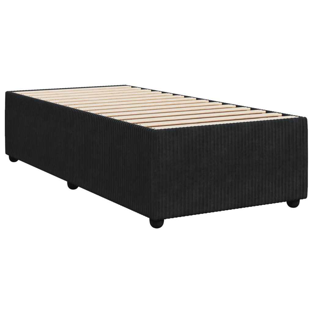 Sommier à lattes de lit avec matelas Noir 90x200 cm Velours