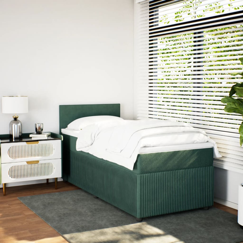 Slatted bed base with mattress Dark green 100x200 cm