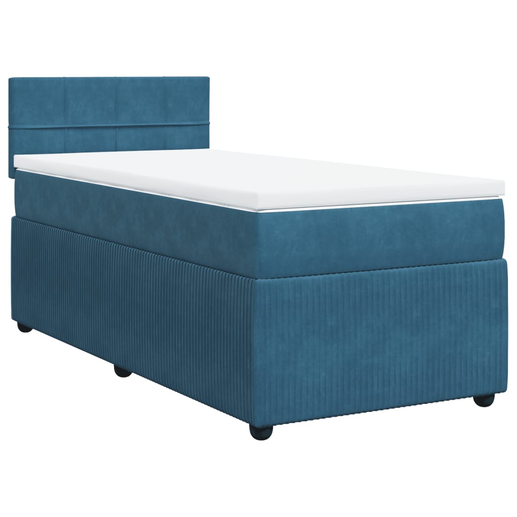 Slatted bed base with blue mattress 100x200 cm