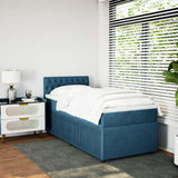 Slatted bed base with blue mattress 100x200 cm