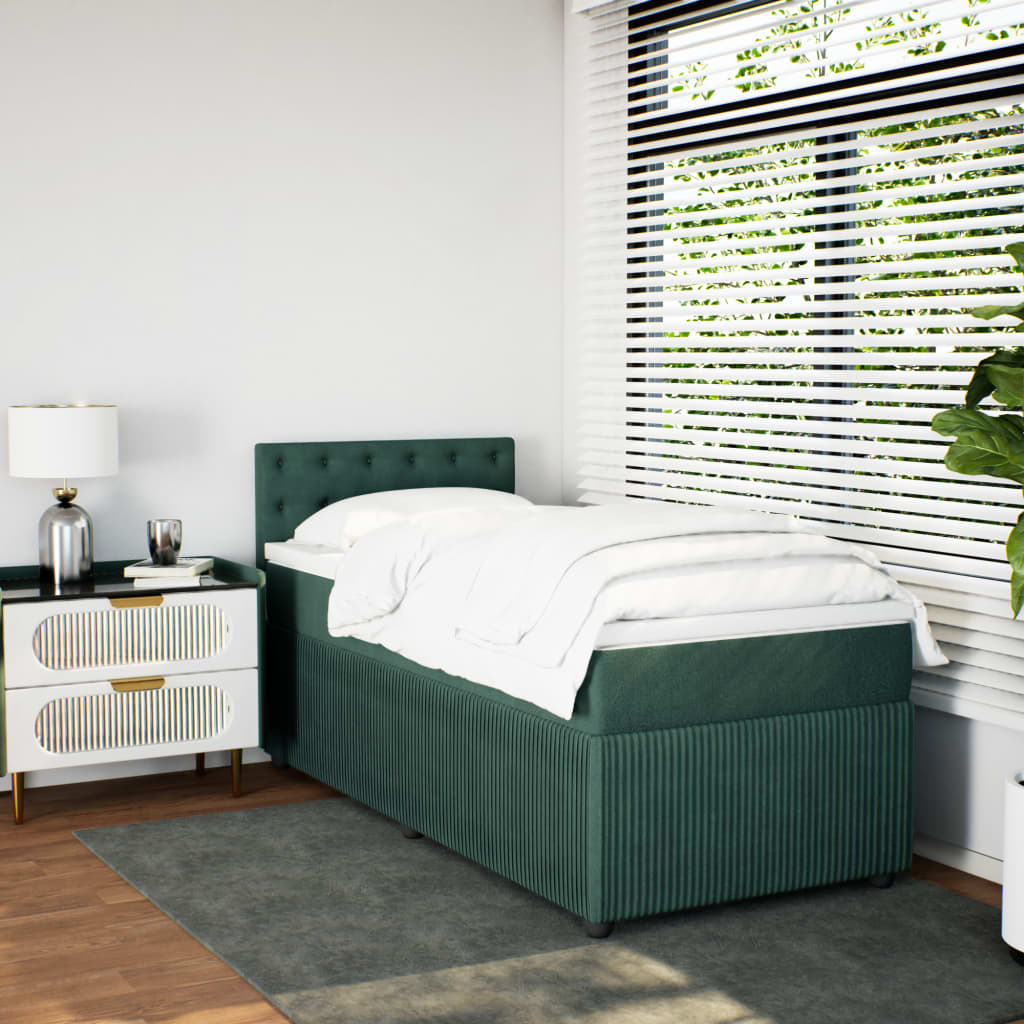 Slatted bed base with mattress Dark green 100x200 cm