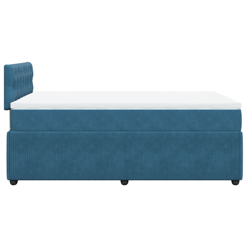 Slatted bed base and blue mattress 120x190 cm velvet