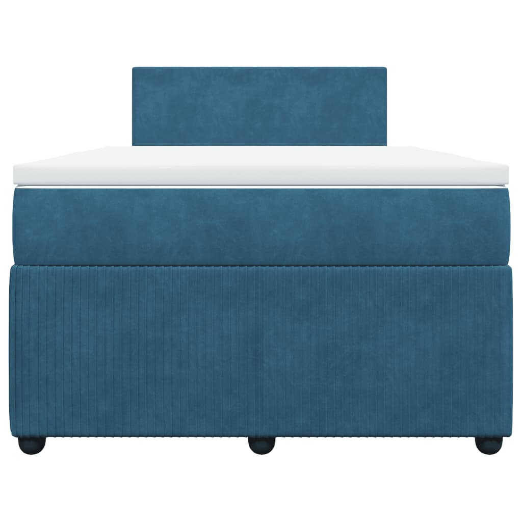 Slatted bed base and blue mattress 120x200 cm velvet