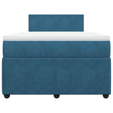 Slatted bed base and blue mattress 120x200 cm velvet