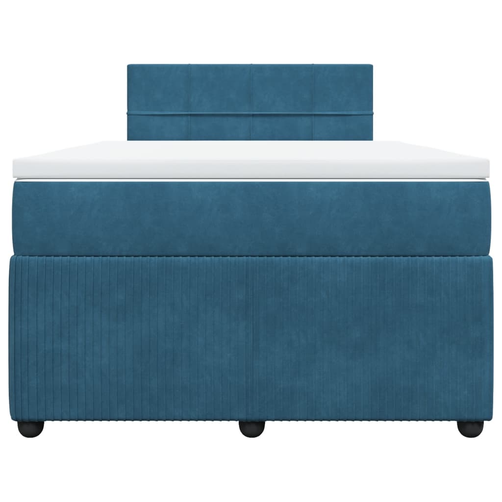 Slatted bed base and blue mattress 120x200 cm velvet