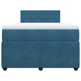 Slatted bed base and blue mattress 120x200 cm velvet