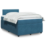 Slatted bed base and blue mattress 120x200 cm velvet