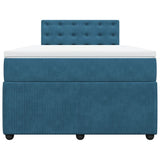 Slatted bed base and blue mattress 120x200 cm velvet