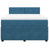 Slatted bed base and blue mattress 140x200 cm velvet