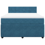 Slatted bed base and blue mattress 140x200 cm velvet