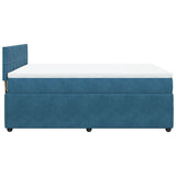 Slatted bed base and blue mattress 140x200 cm velvet