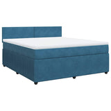 Slatted bed base and blue mattress 180x200 cm velvet