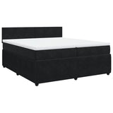 Black 200x200 cm Velvet slatted bed base and mattress