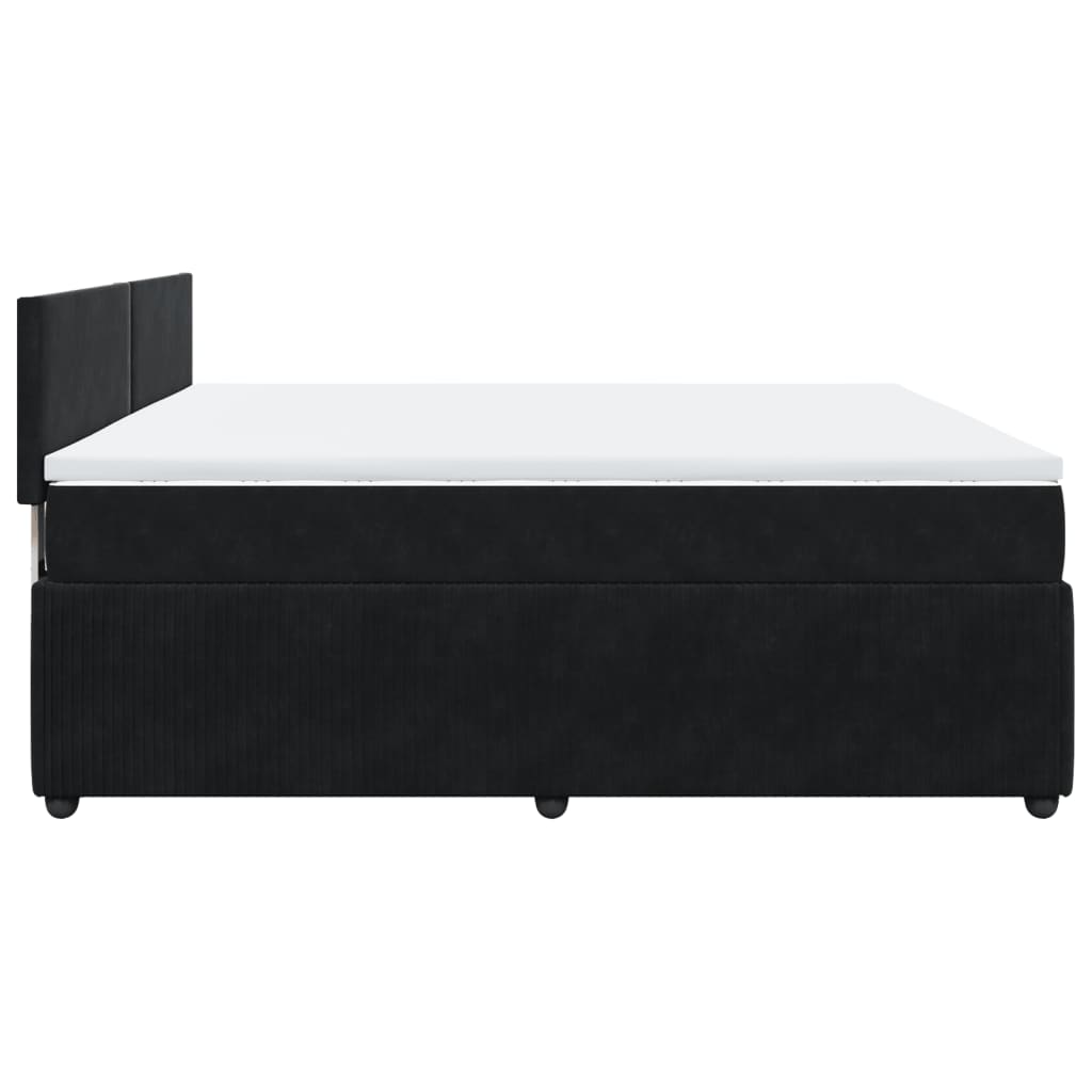 Black 200x200 cm Velvet slatted bed base and mattress