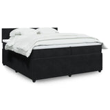 Black 200x200 cm Velvet slatted bed base and mattress