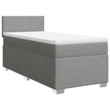 Slatted bed base with mattress Light grey 90x200 cm Fabric