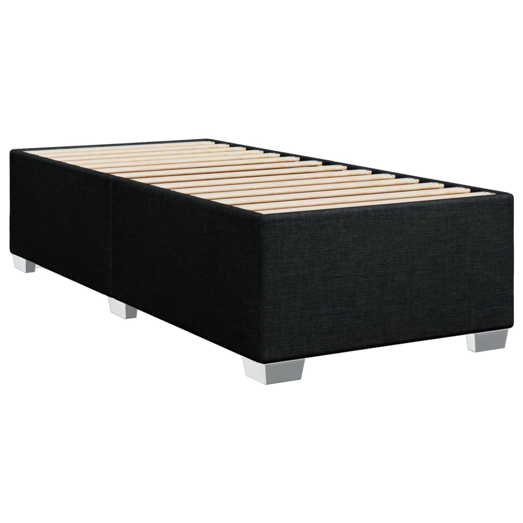 Slatted bed base with mattress Black 90x200 cm Fabric