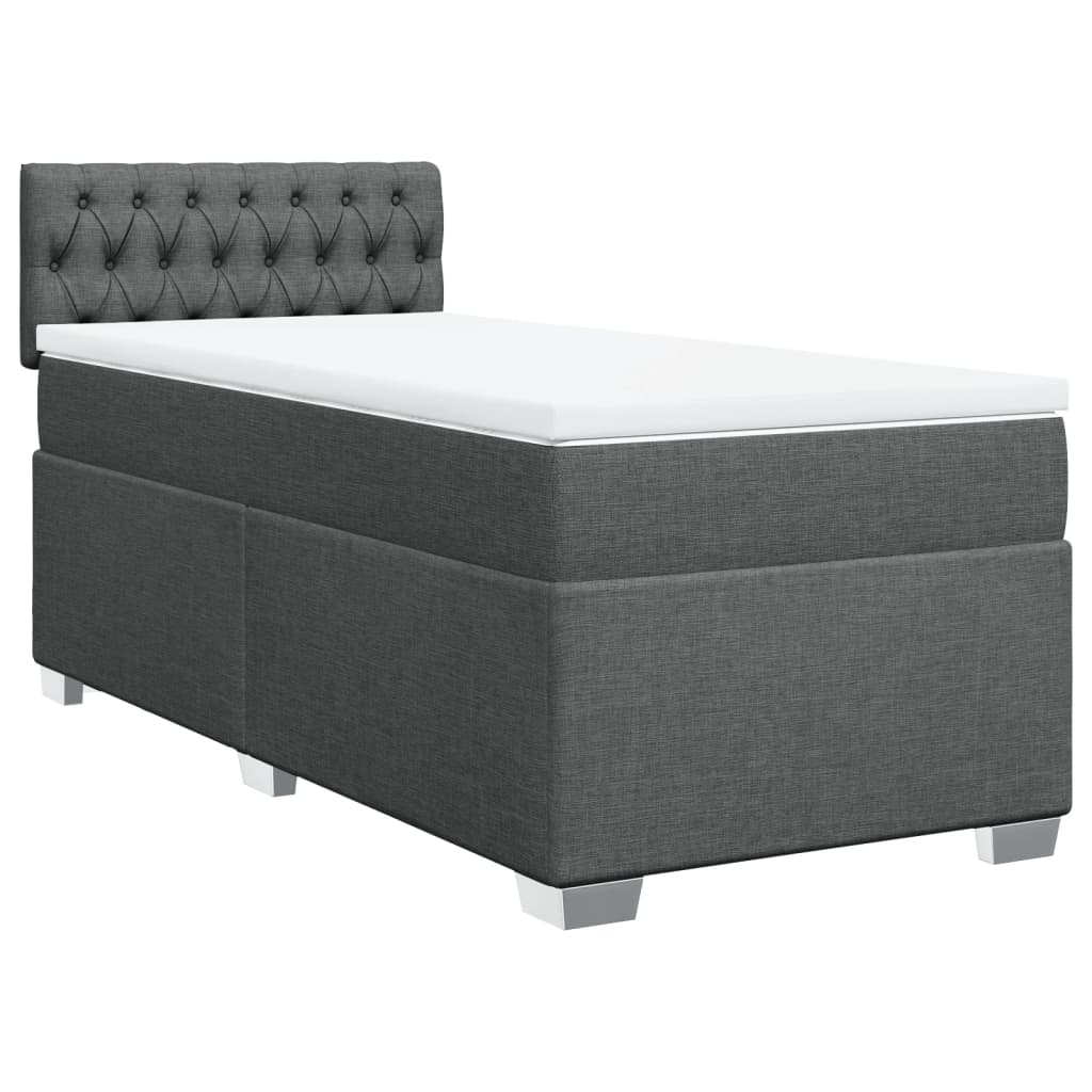 Sommier à lattes de lit avec matelas Gris foncé 90x200 cm Tissu