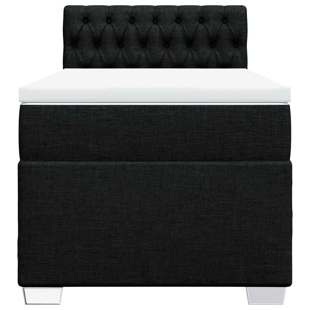 Slatted bed base with mattress Black 90x200 cm Fabric