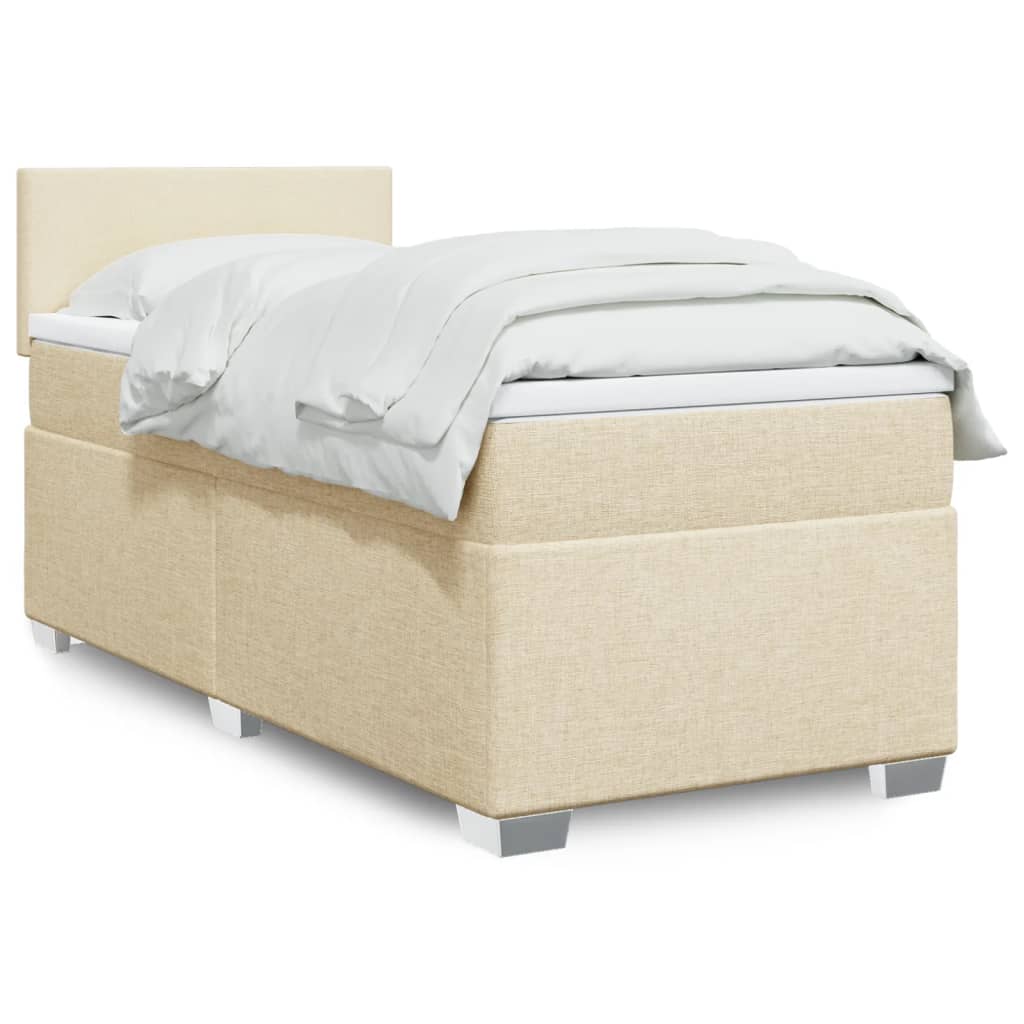 Sommier à lattes de lit avec matelas Crème 100x200 cm Tissu