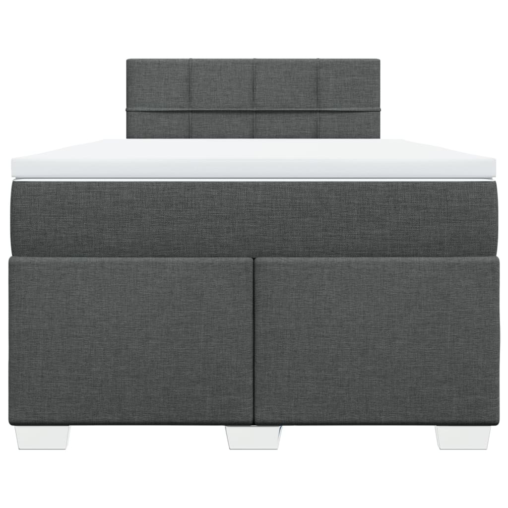 Slatted bed base with dark gray mattress 120x190cm fabric