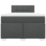 Slatted bed base with dark gray mattress 120x190cm fabric