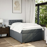 Slatted bed base with dark gray mattress 120x190cm fabric