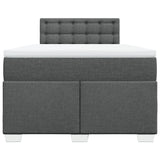 Slatted bed base with dark gray mattress 120x190cm fabric